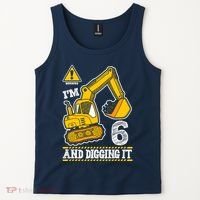 IM 6 And Digging It 6th Birthday Boy Construction Tank Top thumb 2