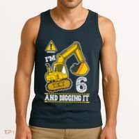 IM 6 And Digging It 6th Birthday Boy Construction Tank Top thumb 3