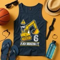 IM 6 And Digging It 6th Birthday Boy Construction Tank Top thumb 4