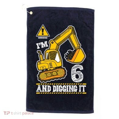 IM 6 And Digging It 6th Birthday Boy Construction Golf Towel