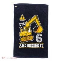 IM 6 And Digging It 6th Birthday Boy Construction Golf Towel thumb 0