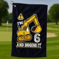 IM 6 And Digging It 6th Birthday Boy Construction Golf Towel thumb 1