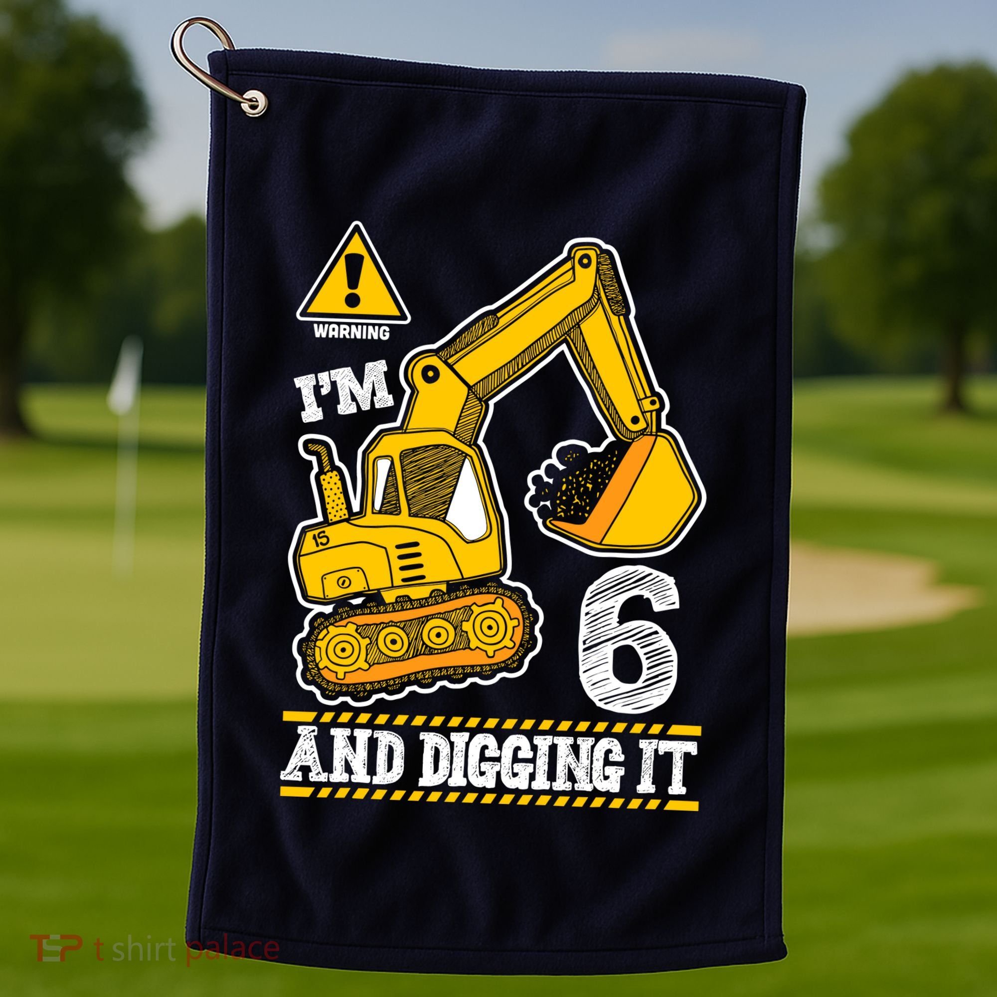 IM 6 And Digging It 6th Birthday Boy Construction Golf Towel