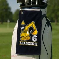 IM 6 And Digging It 6th Birthday Boy Construction Golf Towel thumb 2