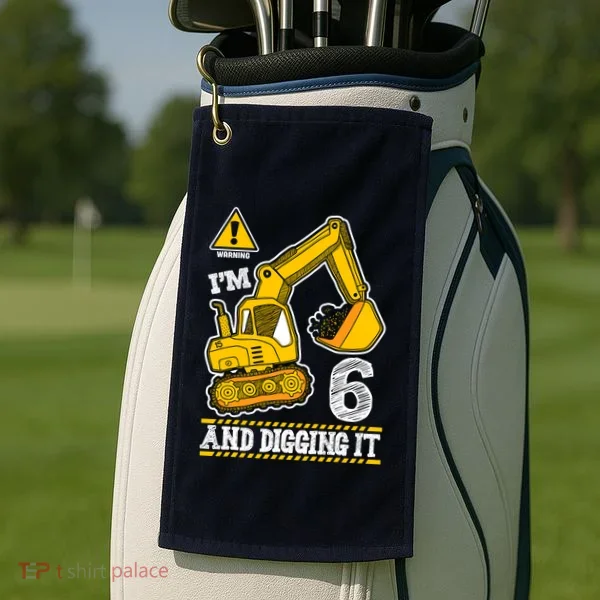 IM 6 And Digging It 6th Birthday Boy Construction Golf Towel