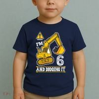 IM 6 And Digging It 6th Birthday Boy Construction Toddler T-Shirt thumb 2