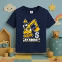IM 6 And Digging It 6th Birthday Boy Construction Toddler T-Shirt thumb 3