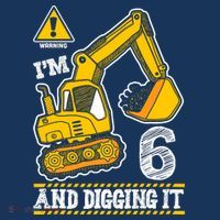 IM 6 And Digging It 6th Birthday Boy Construction Toddler T-Shirt thumb 4
