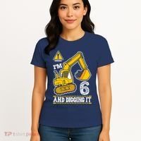 IM 6 And Digging It 6th Birthday Boy Construction Women's T-Shirt thumb 4
