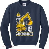 IM 6 And Digging It 6th Birthday Boy Construction Kids Sweatshirt thumb 0