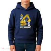 IM 6 And Digging It 6th Birthday Boy Construction Kids Hoodie thumb 4
