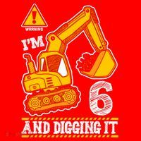 IM 6 And Digging It 6th Birthday Boy Construction Santa Hat thumb 1