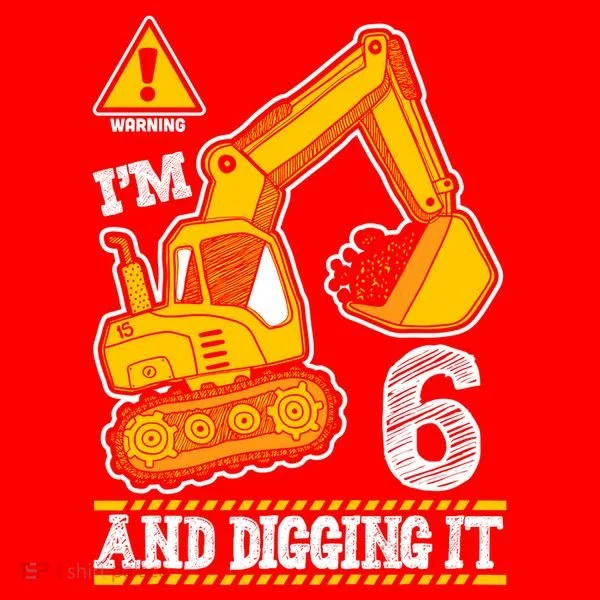 IM 6 And Digging It 6th Birthday Boy Construction Santa Hat