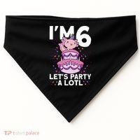 I'm 6 Bday Axolotl Party Cute 6th Birthday Axolotl USA-Made Doggie Bandana thumb 0