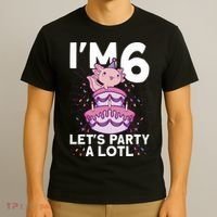 I'm 6 Bday Axolotl Party Cute 6th Birthday Axolotl T-Shirt thumb 3