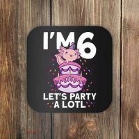 I'm 6 Bday Axolotl Party Cute 6th Birthday Axolotl Coaster thumb 0