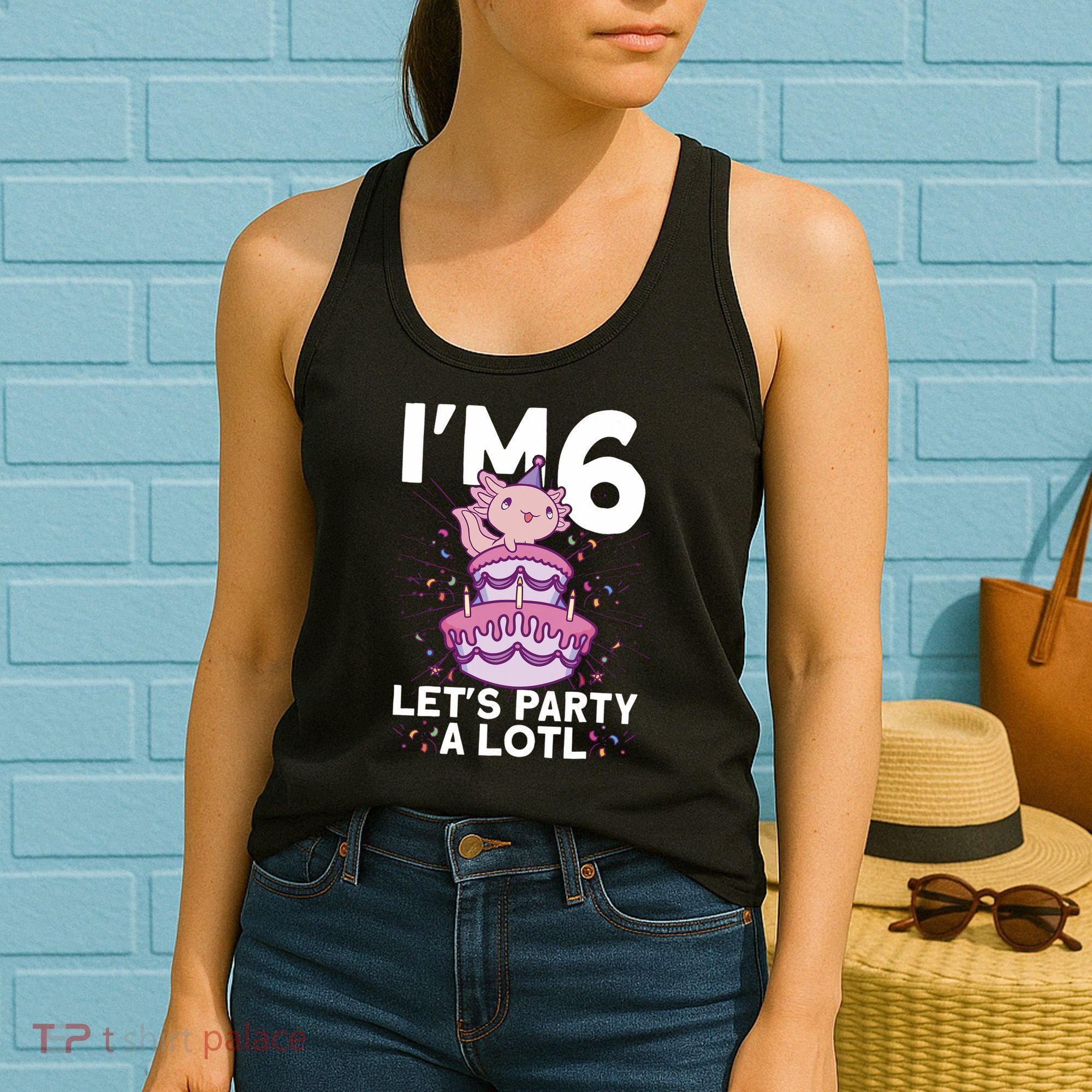 I'm 6 Bday Axolotl Party Cute 6th Birthday Axolotl Women's Tank Top