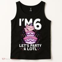 I'm 6 Bday Axolotl Party Cute 6th Birthday Axolotl Tank Top thumb 2