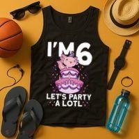 I'm 6 Bday Axolotl Party Cute 6th Birthday Axolotl Tank Top thumb 4