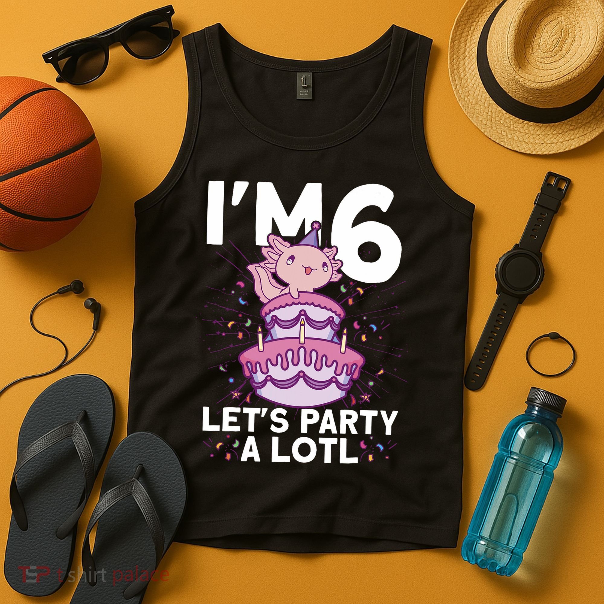 I'm 6 Bday Axolotl Party Cute 6th Birthday Axolotl Tank Top