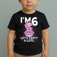 I'm 6 Bday Axolotl Party Cute 6th Birthday Axolotl Toddler T-Shirt thumb 2
