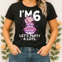 I'm 6 Bday Axolotl Party Cute 6th Birthday Axolotl Women's T-Shirt thumb 2