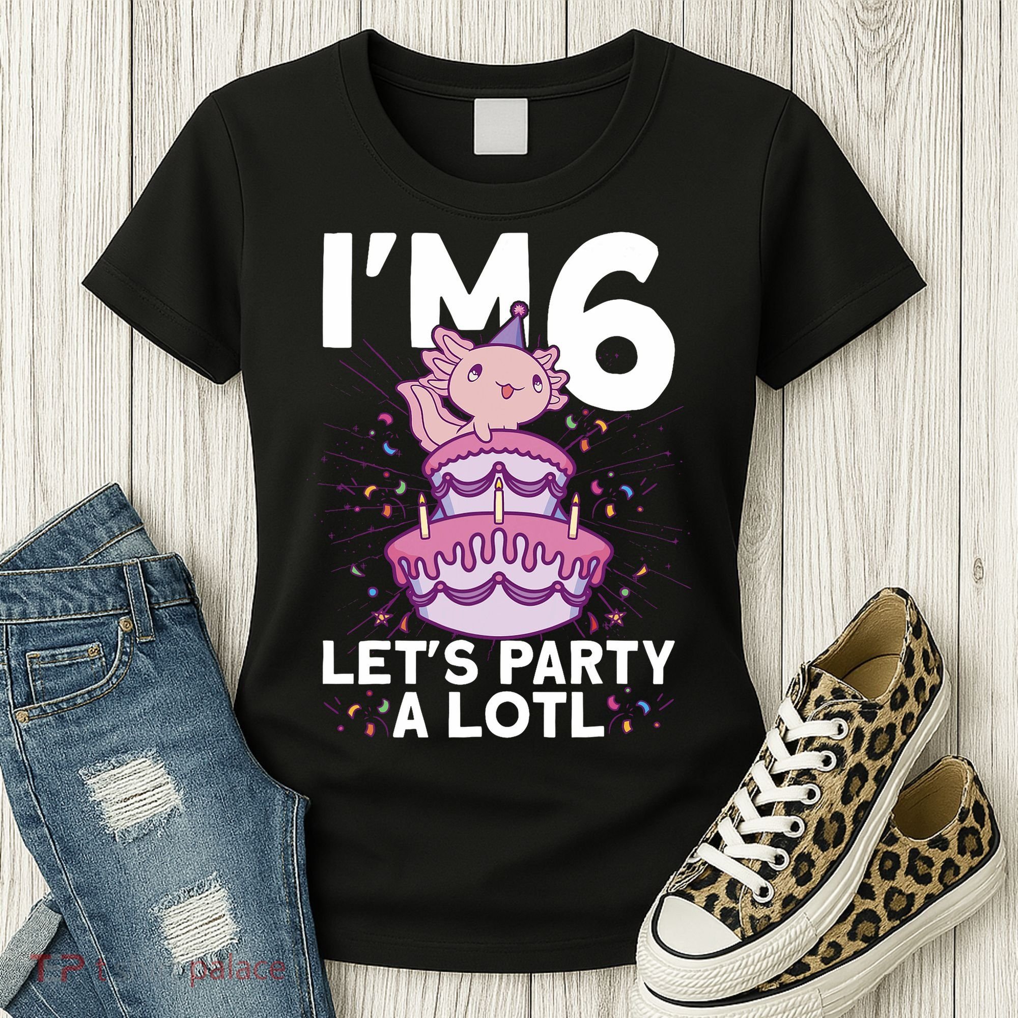 I'm 6 Bday Axolotl Party Cute 6th Birthday Axolotl Women's T-Shirt