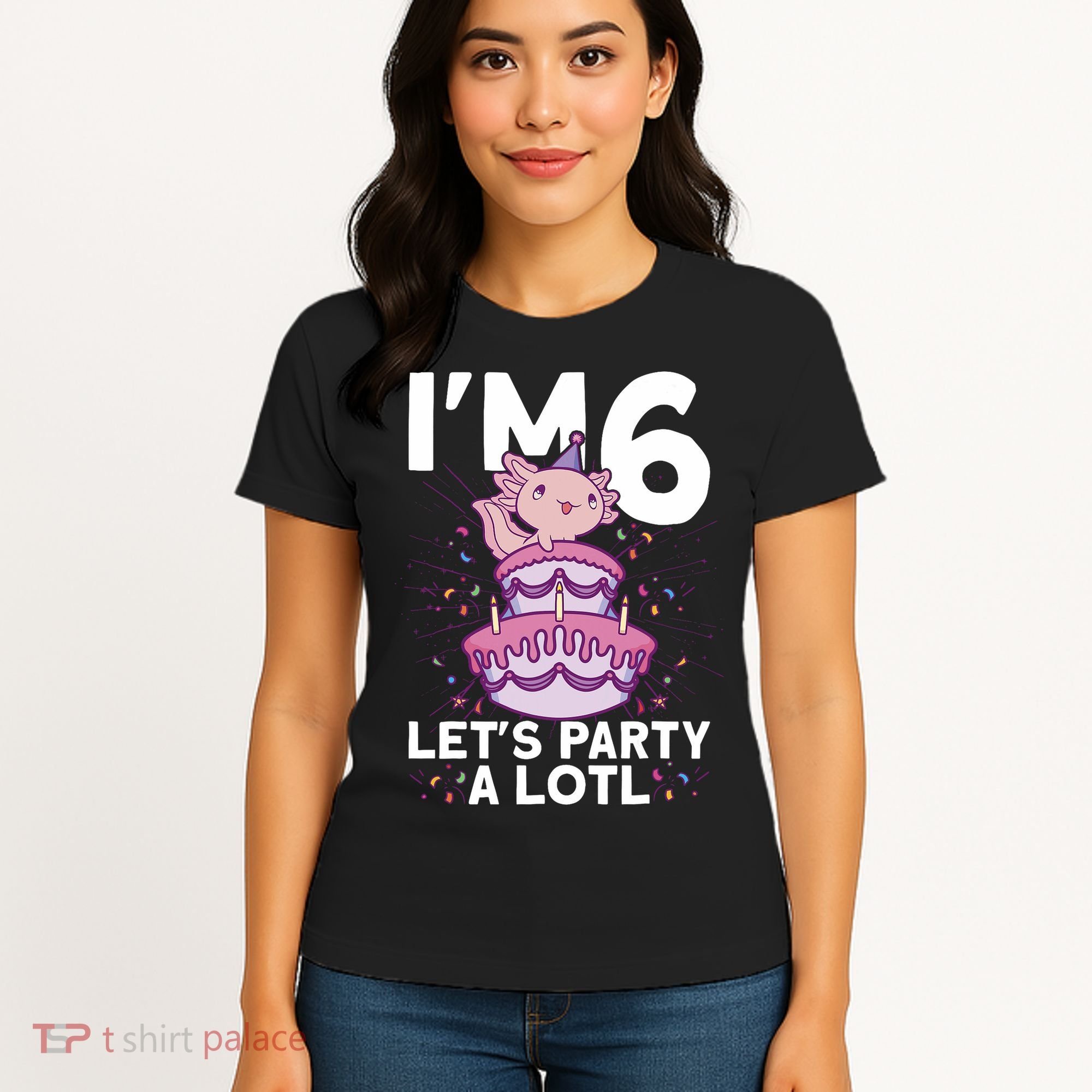 I'm 6 Bday Axolotl Party Cute 6th Birthday Axolotl Women's T-Shirt