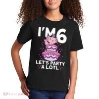 I'm 6 Bday Axolotl Party Cute 6th Birthday Axolotl Kids T-Shirt thumb 2