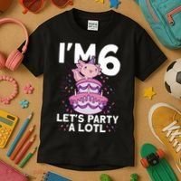 I'm 6 Bday Axolotl Party Cute 6th Birthday Axolotl Kids T-Shirt thumb 3
