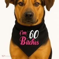 I'm 60 Bitches Wo 60th Birthday 60 Years Old Birthday Long Sleeve USA-Made Doggie Bandana thumb 1