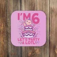 I'm 6 Bday Axolotl Party Cute 6th Birthday Axolotl Coaster thumb 0