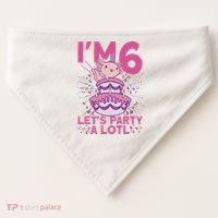 I'm 6 Bday Axolotl Party Cute 6th Birthday Axolotl USA-Made Doggie Bandana thumb 0