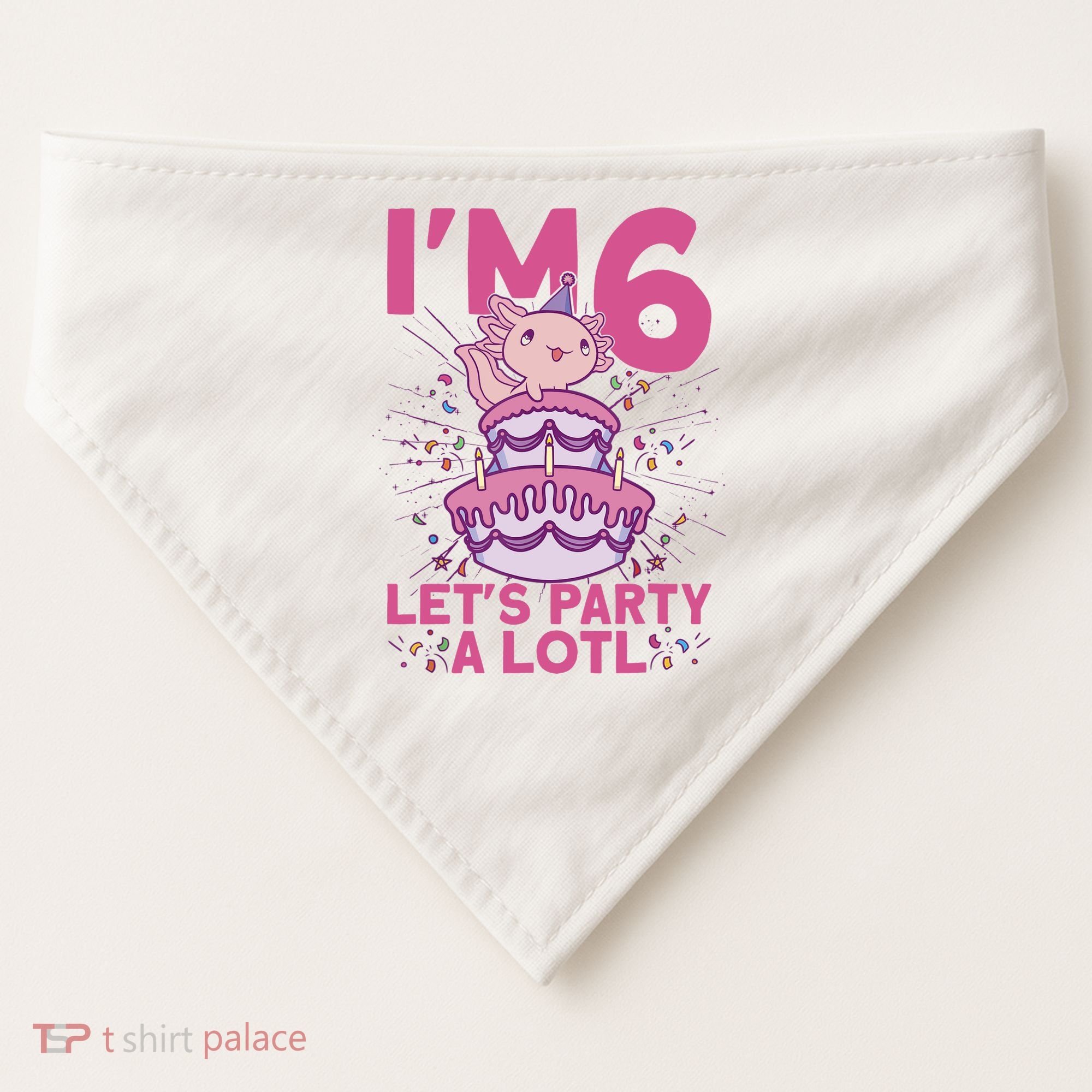 I'm 6 Bday Axolotl Party Cute 6th Birthday Axolotl USA-Made Doggie Bandana
