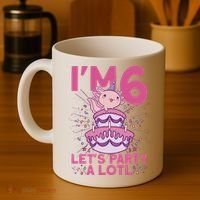 I'm 6 Bday Axolotl Party Cute 6th Birthday Axolotl Coffee Mug thumb 4