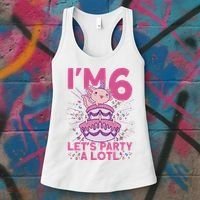 I'm 6 Bday Axolotl Party Cute 6th Birthday Axolotl Women's Tank Top thumb 3