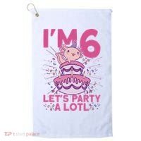 I'm 6 Bday Axolotl Party Cute 6th Birthday Axolotl Golf Towel thumb 0