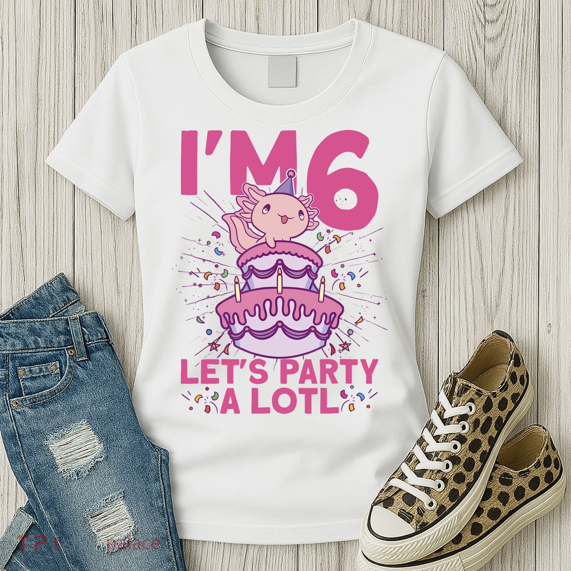 I'm 6 Bday Axolotl Party Cute 6th Birthday Axolotl Women's T-Shirt