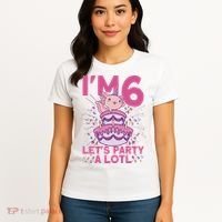 I'm 6 Bday Axolotl Party Cute 6th Birthday Axolotl Women's T-Shirt thumb 4