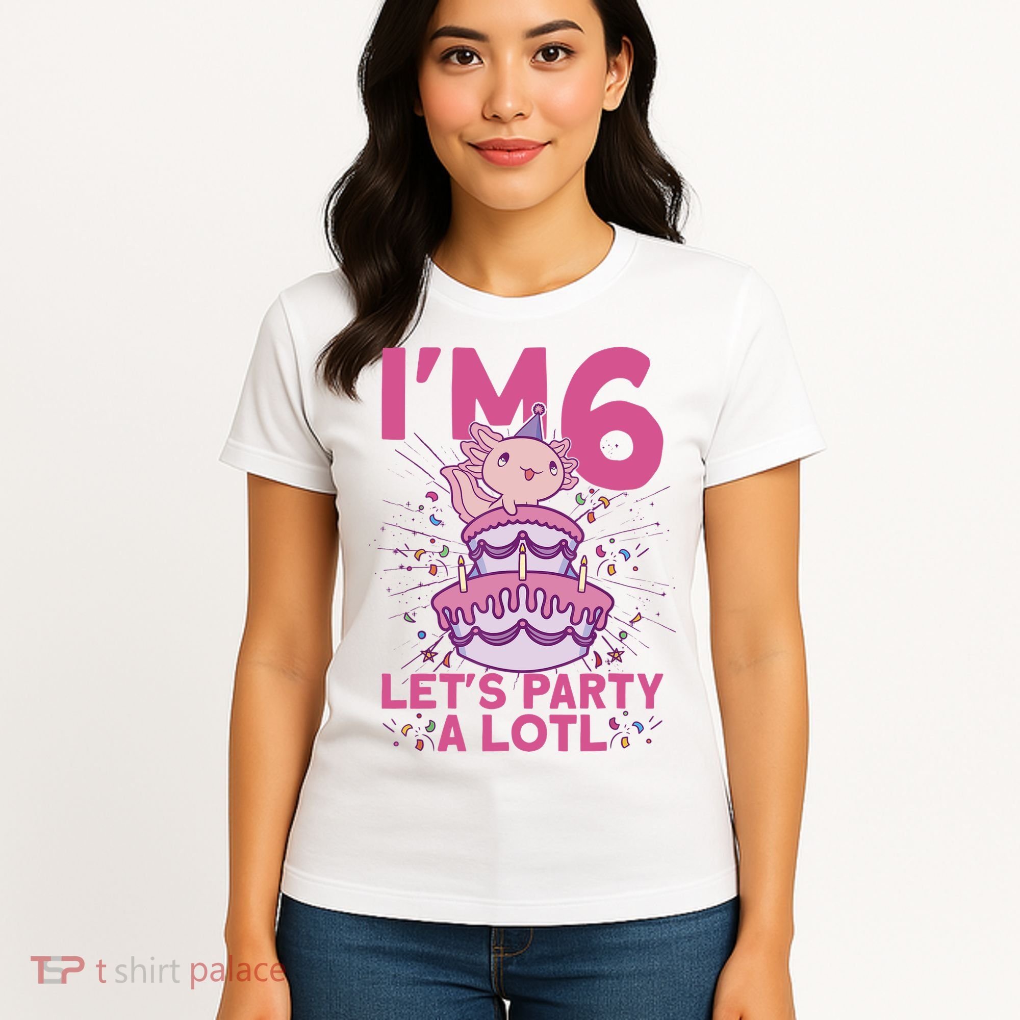 I'm 6 Bday Axolotl Party Cute 6th Birthday Axolotl Women's T-Shirt