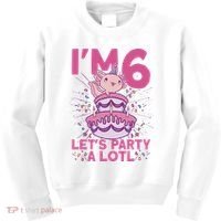 I'm 6 Bday Axolotl Party Cute 6th Birthday Axolotl Kids Sweatshirt thumb 0