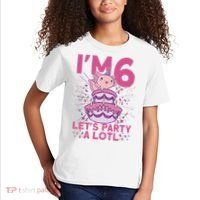 I'm 6 Bday Axolotl Party Cute 6th Birthday Axolotl Kids T-Shirt thumb 2