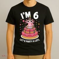 I'm 6 Birthday Axolotl Party 6th Birthday Cute Axolotl T-Shirt thumb 3