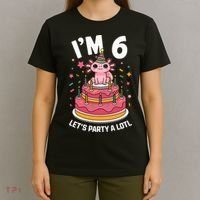 I'm 6 Birthday Axolotl Party 6th Birthday Cute Axolotl T-Shirt thumb 4