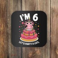 I'm 6 Birthday Axolotl Party 6th Birthday Cute Axolotl Coaster thumb 0