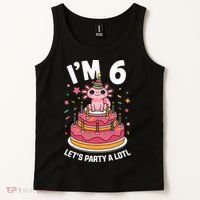 I'm 6 Birthday Axolotl Party 6th Birthday Cute Axolotl Tank Top thumb 2