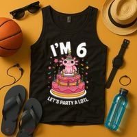 I'm 6 Birthday Axolotl Party 6th Birthday Cute Axolotl Tank Top thumb 4