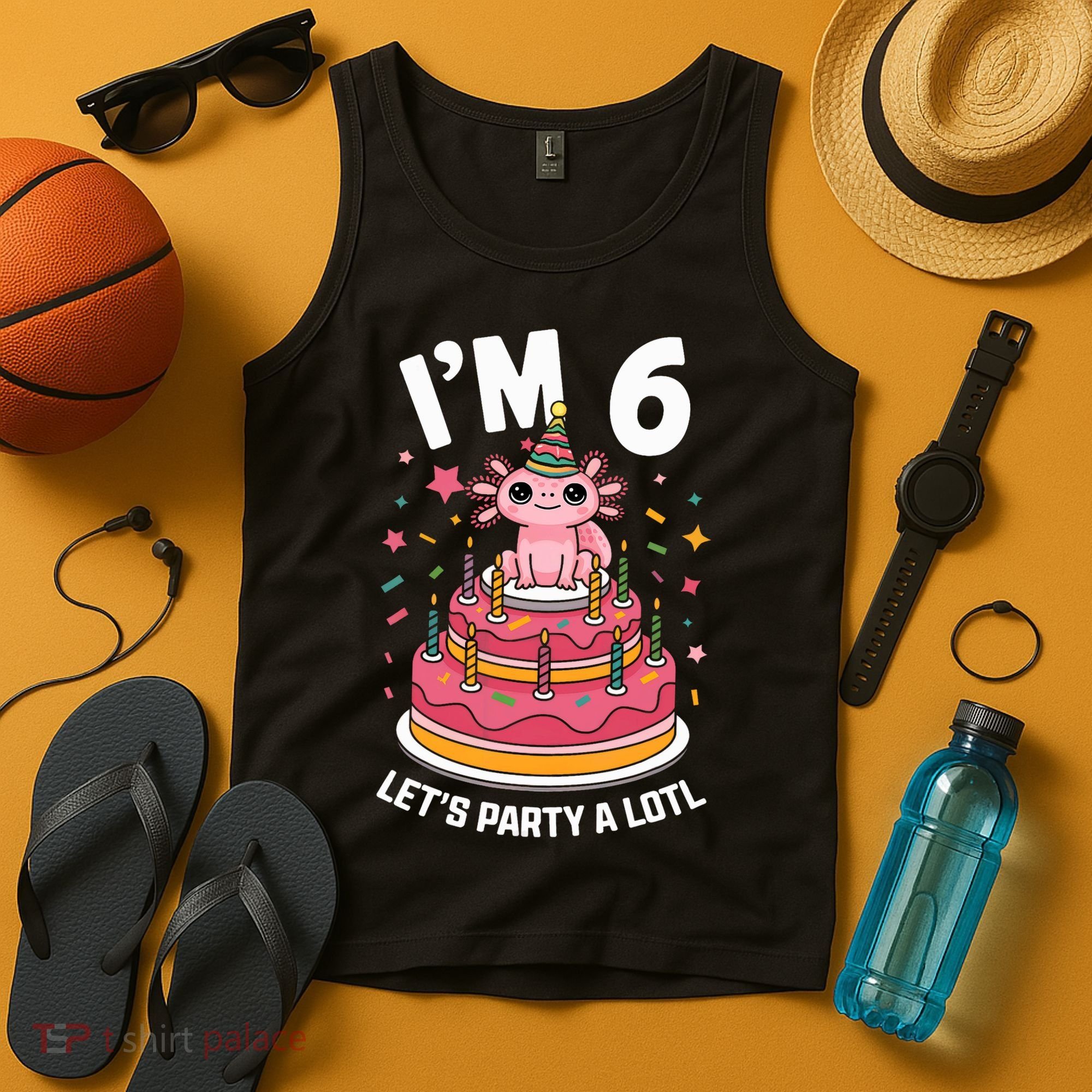 I'm 6 Birthday Axolotl Party 6th Birthday Cute Axolotl Tank Top