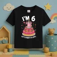 I'm 6 Birthday Axolotl Party 6th Birthday Cute Axolotl Toddler T-Shirt thumb 3