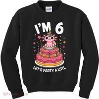 I'm 6 Birthday Axolotl Party 6th Birthday Cute Axolotl Kids Sweatshirt thumb 0